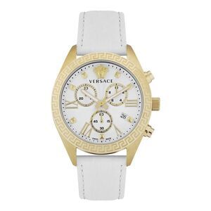 Versace Greca Chrono Leather Watch Womens